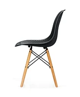 Gymax 2PCS Modern Dsw Dining Chair Office Home w/ Mesh Design Wooden Legs