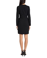 Donna Morgan Women's Long-Sleeve Zip-Front A-Line Dress