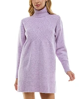 Crystal Doll Juniors' Diamond Knit Turtleneck Sweater Dress