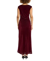 Maggy London Women's Shirred Velvet Mesh Bodycon Dress