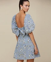 Avec Les Filles Women's Square-Neck Short-Sleeve Baby Doll Dress