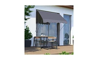 Slickblue Manual Retractable Awning 78'' Non-Screw Outdoor Sun Shade Cover with Uv Protection for Patio and Backyard