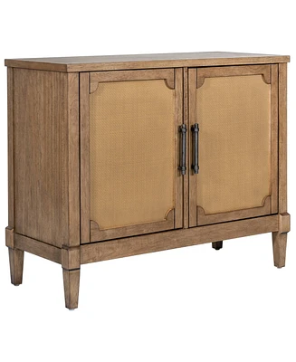 Martha Stewart Collection 36.5" Wood Salina Wide Woven Cane Accent Cabinet