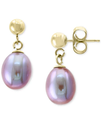 Effy Plum Cultured Freshwater Rice Pearl (7mm) Drop Earrings in 14k Gold