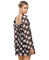 Avec Les Filles Women's Printed Empire-Waist Bell-Sleeve Dress