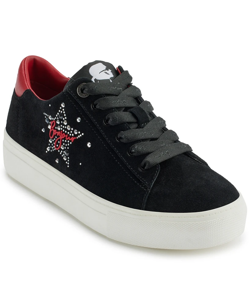 Karl Lagerfeld Paris Women's Cate Sayings Lace Up Sneakers