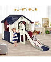 Gymax Outdoor Play house and Slide Set for Kids w/ 7 Pcs Toy Set & Waterproof Cover