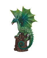 Fc Design 11"H Green Dragon Challenging on Castle Figurine Decoration Home Decor Perfect Gift for House Warming, Holidays and Birthdays