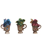 Fc Design 3-pc Set 4"H Dragon on Cup Fugurine Decoration Home Decor Perfect Gift for House Warming, Holidays and Birthdays