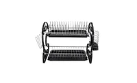Slickblue Multifunctional Black Dual-Layer Bowl, Dish, Chopstick, and Spoon Collection Shelf – Efficient Dish Drainer