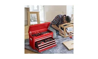 Slickblue Heavy-Duty Steel Tool Cart Cabinet with 5 Lockable Drawers - 330lb Capacity in Red for Secure Storage