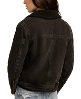 Lucky Brand Women's Faux Shearling Denim Moto Jacket