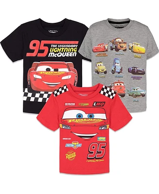 Disney Toddler Boys Pixar Cars Tow Mater Lightning McQueen 3 Pack T-Shirts to