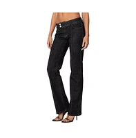 Edikted Womens Avril Boot Cut Low Rise Jeans