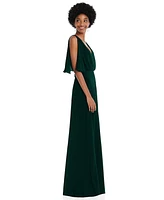 After Six Plus V-Neck Split Sleeve Blouson Bodice Maxi Dress