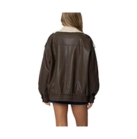 Edikted Women's Ann Oversized Faux Leather Jacket