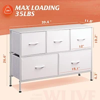 Wlive Dresser for Bedroom with 5 Drawers Long Fabric Storage Drawer Unit Bins Closet Hallway