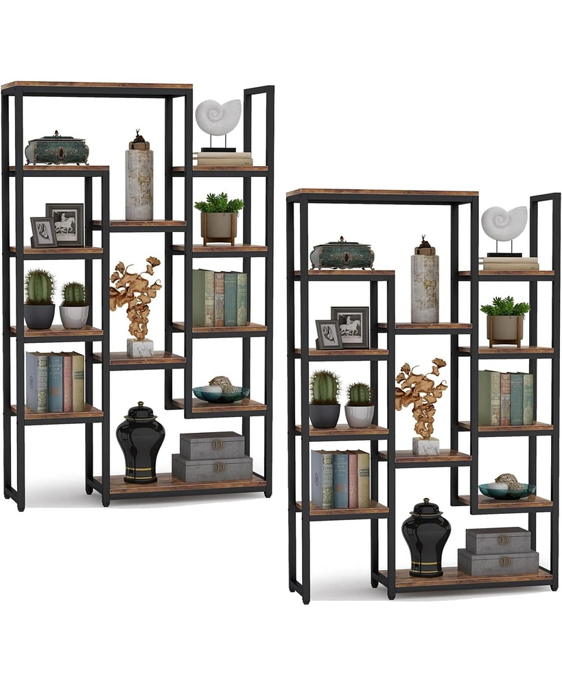 Tribesigns 12-Shelf Display Shelves Book Storage Organizer Set of 2,6-Tier Bookshelf 70.9 inch Tall Bookcase