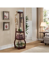 Kings Brand Furniture Abington Cherry Finish Coat Rack with Storage Shelves