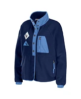 Wear by Erin Andrews Women's Navy Tennessee Titans Polar Fleece Raglan Full-snap Jacket