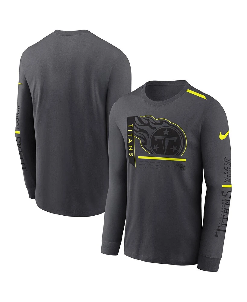 Nike Men's Anthracite Tennessee Titans Volt performance Long Sleeve T-shirt