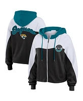 Wear by Erin Andrews Women's Black/White Jacksonville Jaguars Color Block Full-Zip Hoodie