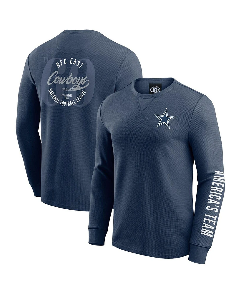 Fanatics Men's Navy Dallas Cowboys Washed Waffle-Knit Long Sleeve T-Shirt