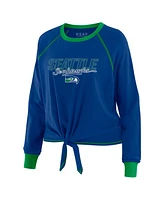 Wear by Erin Andrews Women's Royal Seattle Seahawks Tie-Front Long Sleeve T-Shirt