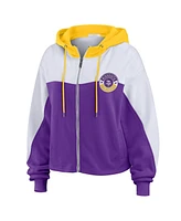 Wear by Erin Andrews Women's Purple/White Minnesota Vikings Plus Color Block Full-Zip Hoodie