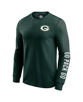 Fanatics Men's Green Bay Packers Washed Waffle-Knit Long Sleeve T-Shirt