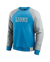 Fanatics Men's Blue/Heather Gray Detroit Lions Colorblock Pullover Sweatshirt