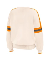 Wear by Erin Andrews Women's Cream Tennessee Volunteers Chenille Woven Patch Stripe Pullover Sweatshirt