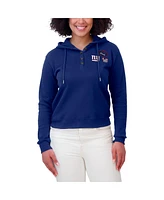 Wear by Erin Andrews Women's Royal New York Giants Waffle Hoodie Pullover Top