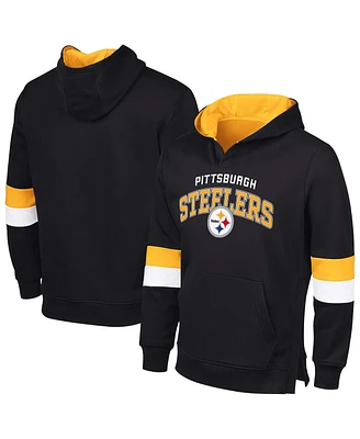 G-iii Sports by Carl Banks Men's Black/Gold Pittsburgh Steelers Adaptive Faceoff Pullover Hoodie