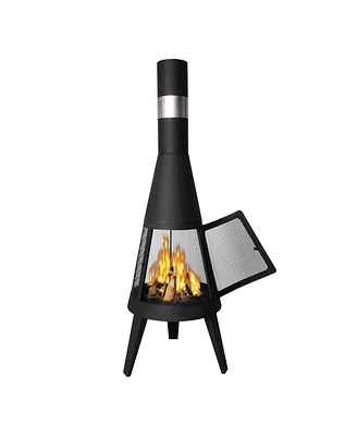 Slickblue 47.6" Metal Chiminea Outdoor Fireplace with Log Grate for Wood Burning