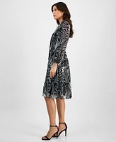 Sandra Darren Women's Printed Tiered Fit & Flare Dress