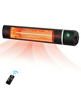 Gymax 1500W Electric Patio Heater Wall-Mounted Infrared Heater w/Remote Control Silver