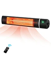 Gymax 1500W Electric Patio Heater Wall-Mounted Infrared Heater w/Remote Control Silver