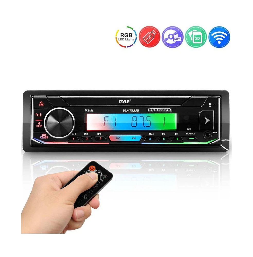 Pyle Marine Bluetooth Stereo Receiver - Am/Fm/MP3/Usb/Sd, Lcd Display, Single Din (PLMRB38B)