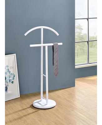 Kings Brand Furniture Meadut White Metal Valet Stand Garment Organizer Rack Coat and Pants Hanger