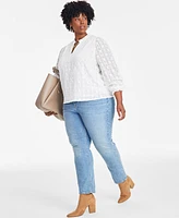 On 34th Trendy Plus Embroidered Chiffon Top, Exclusively at Macy's