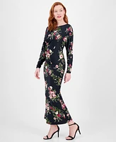 Rachel Roy Women's Cora Printed Long-Sleeve Maxi Dress