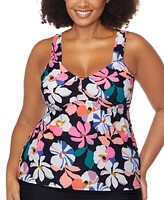 Raisins Curve Trendy Plus Rimini Printed Tankini Top