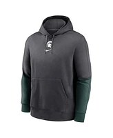 Nike Men's Anthracite/Green Michigan State Spartans 2024 Sideline Club Pullover Hoodie