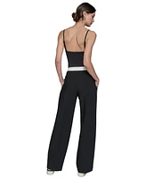 Karl Lagerfeld Paris Petite Wide-Leg Side-Stripe Pants