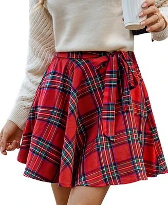 Cupshe Women's Red Plaid A-Line Mini Skirt