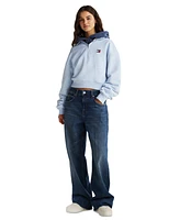 Tommy Jeans Women's Boxy Cropped Badge Quarter-Zip Sweatshirt