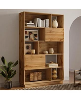 LuxenHome 8-Shelf and 2-Cabinet Tall Bookcase with Doors