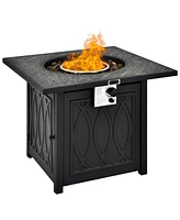 Givimo 32 Inch Propane Fire Pit Table Square Tabletop with Lava Rocks Cover 50000 Btu