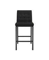 Modern design High stool Metal legs Kitchen Restaurant Black pu bar chair, black spray painted chair legs, suitable for bar Cafe restaurant (set of 2)